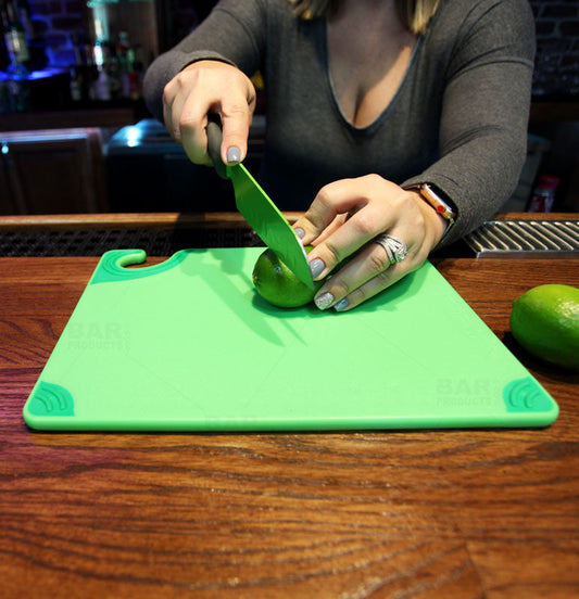 Non-Slip Grip Corner Cutting Board, 9 x 12 x 3/8 in., NSF, Green