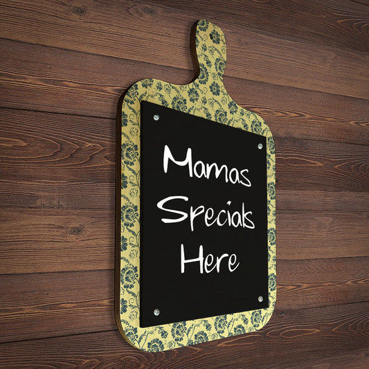 Wood Plaque Menu - Cutting Board Shaped Chalkboard - Vintage Floral Design